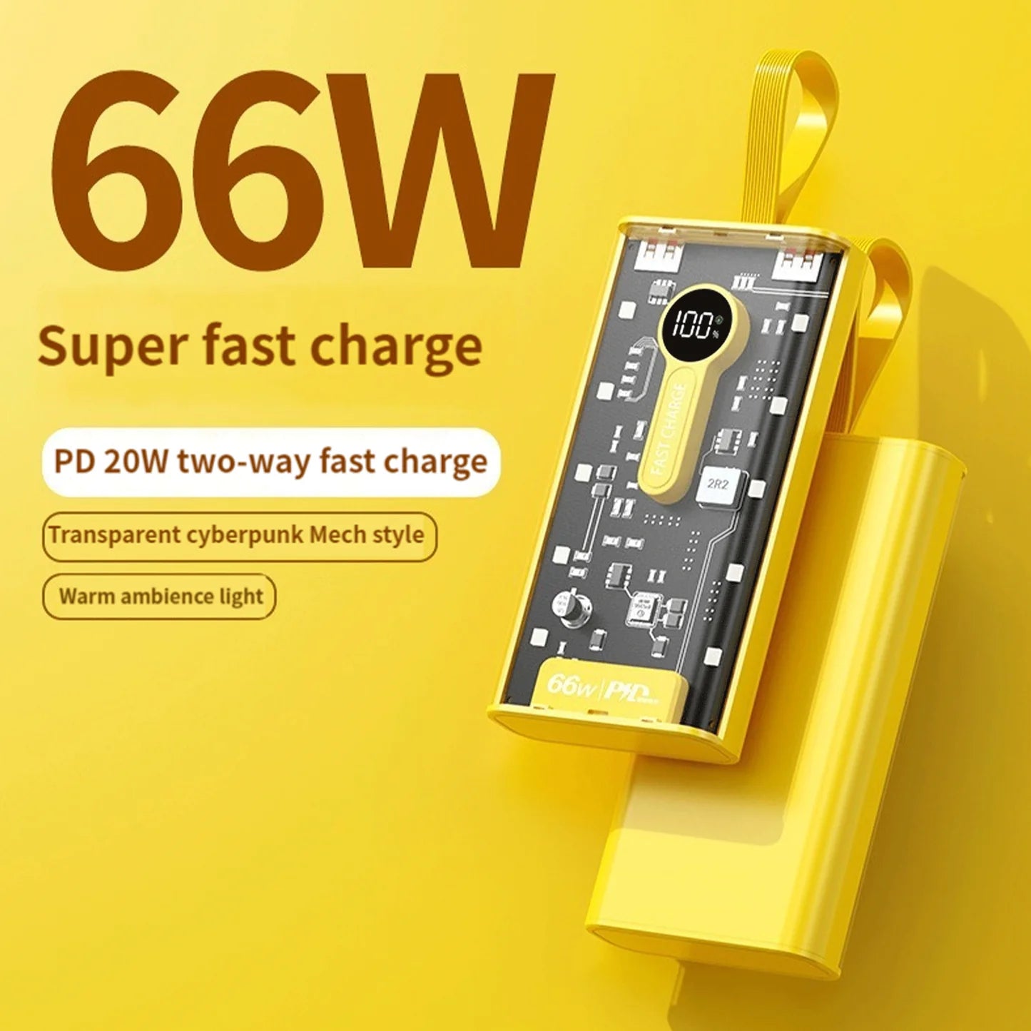 20000 MAH 66W FAST CHARGING TRANSPARENT POWER BANK-POWER BANK FOR ANDROID