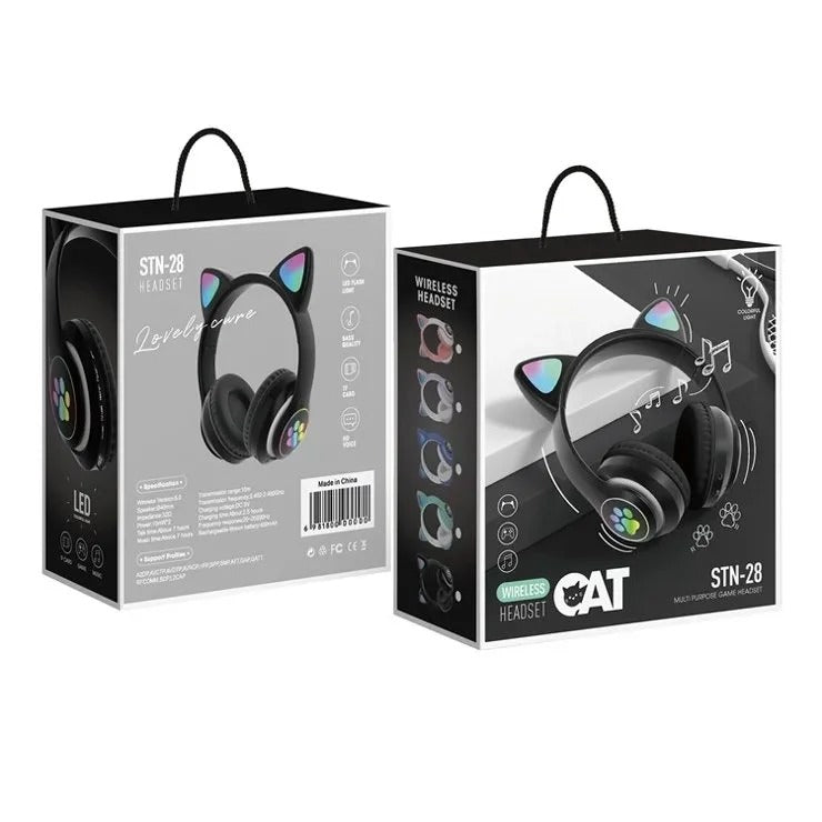 STN-28 Cat Wireless Headphones Bluetooth Over-Ear Headset with Cute Cat Ears